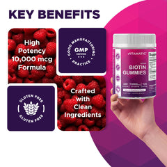 Vitamatic Biotin Gummies 240 vegan gummies per bottle