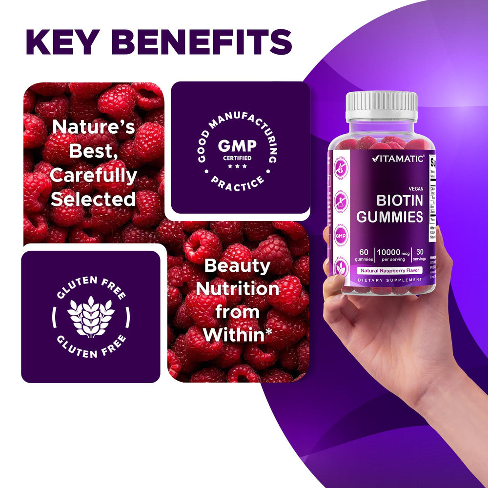 Three bottles included in the Vitamatic Biotin Gummies set