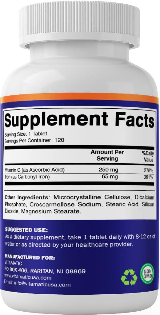 Vitamatic iron tablets displayed for photography