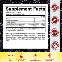 Vitamatic D3 5000 IU gummies bottle on a white background