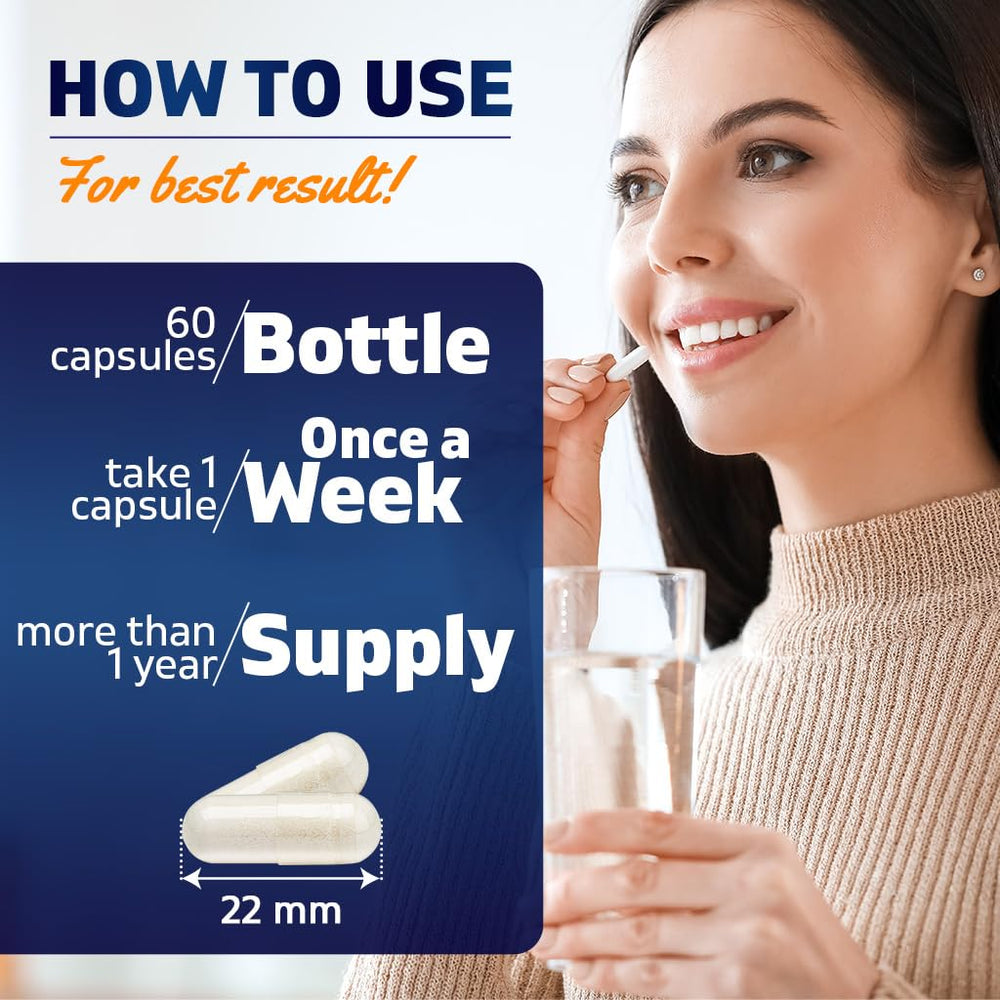 60 veggie capsules per bottle displayed with bottle