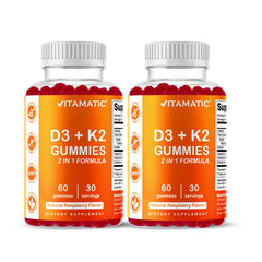 Vitamatic Vitamin D3 & K2 Gummies bottle on white background