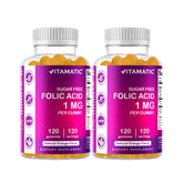 Front view of Vitamatic Folic Acid Gummies 1000 mcg bottle