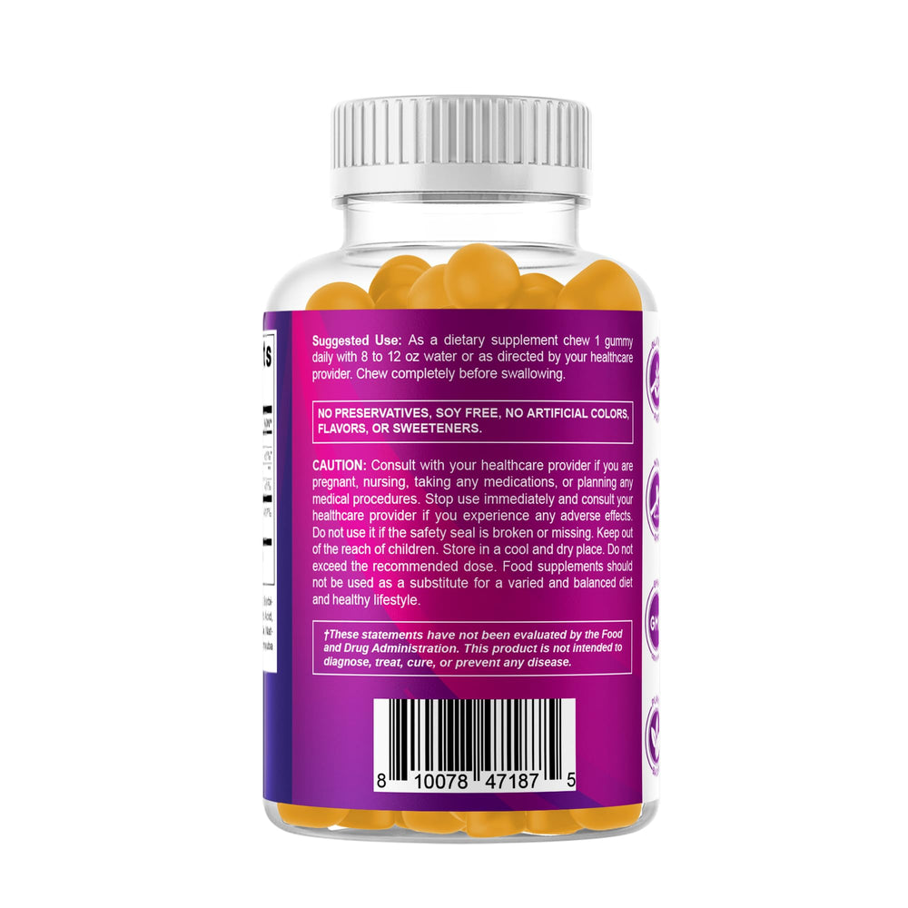 Pack shot of Vitamatic Folic Acid Gummies 120 vegan gummies