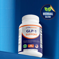 Non-GMO and Gluten-Free icons on Vitamatic GLP-1