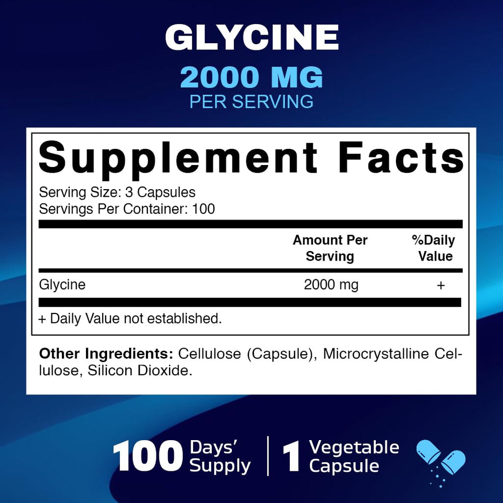 Nutritional facts panel of Vitamatic Glycine 2000mg