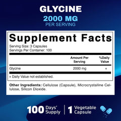 Nutritional facts panel of Vitamatic Glycine 2000mg