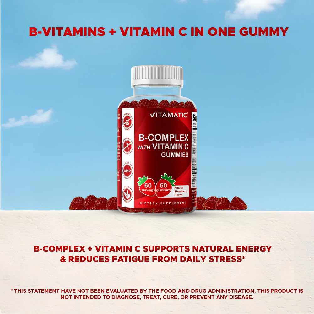 Vitamatic gummies in hand illustrating convenient portable serving