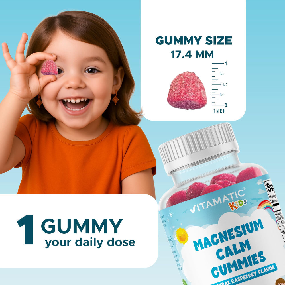 Nutrition label on Vitamatic Kids Magnesium Calm Gummies