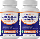 Front view of Vitamatic Lactobacillus Salivarius DRcaps bottle
