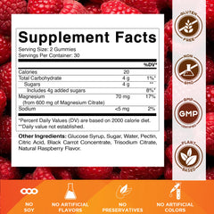 Vitamatic Magnesium Citrates Gummies close-up shows raspberry gummies and smooth texture for a tasty daily ritual.