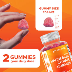 Vitamatic Magnesium Gummies 60-count bottle front view for convenient daily use