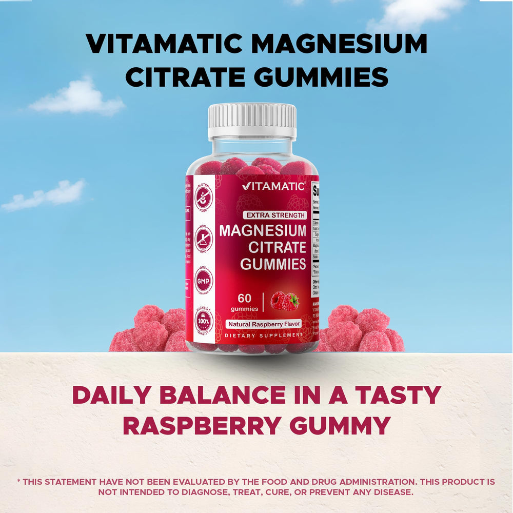 Raspberry-flavored Vitamatic Magnesium Gummies