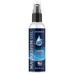 Bottle of Vitamatic Pure Magnesium Oil Spray 8 oz front view