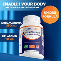 Side view of Vitamatic Melatonin bottle