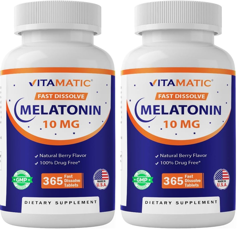 Vitamatic Melatonin 10mg tablets two 365-count bottles pack of 2