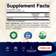 Vegetarian, non-GMO, gluten-free melatonin tablets