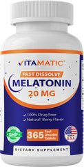 Vitamatic Melatonin 20 mg bottle front view Berry flavor