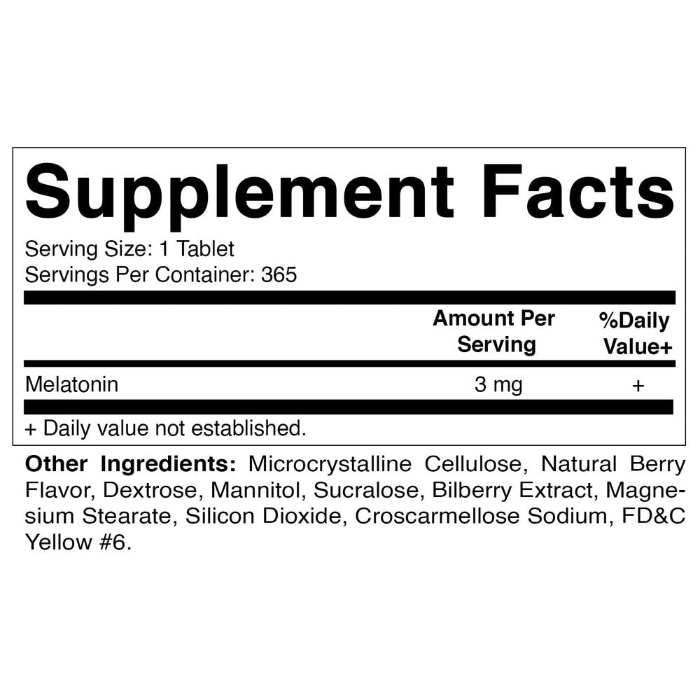 Label of Vitamatic Melatonin 3mg tablets
