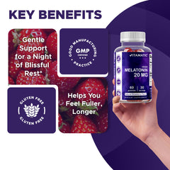 Vitamatic Melatonin Gummies vegan-friendly label
