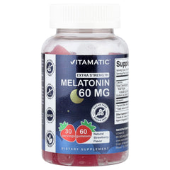 Vitamatic Melatonin Gummies strawberry flavor bottle label