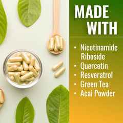 Nicotinamide Riboside capsules next to the bottle