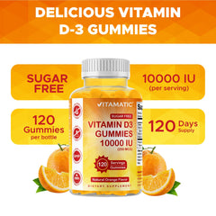 Non-GMO and gluten-free Vitamatic D3 gummies
