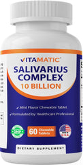 Vitamatic Salivarius Complex bottle with 60 mint-flavored chewable tablets