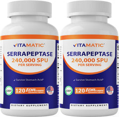 Vitamatic Serrapeptase 240000 SPU 120-delayed-release capsules in pack 2
