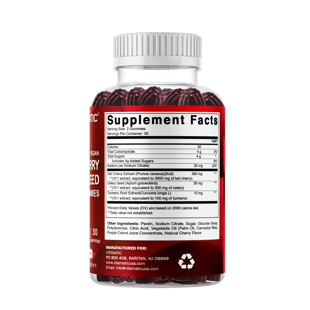 Nutrition facts panel sample image for Tart Cherry Gummies