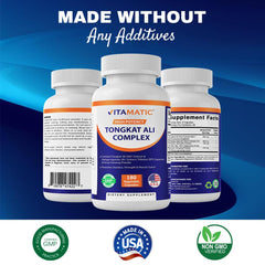 Vitamatic Tongkat Ali Non-GMO and gluten-free formula supports dietary needs