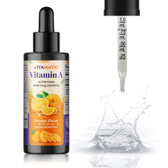 Nutrition ingredients and retinyl palmitate label on Vitamatic bottle
