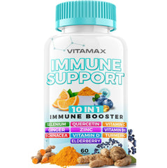 Vitamax 60-count immune support bottle featuring elderberry and D3