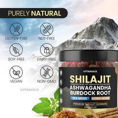 Nutrition facts label for Vitamax Shilajit Gummies