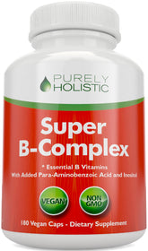 Vitamin B Complex bottle label showing 8 B vitamins, Choline and Inositol