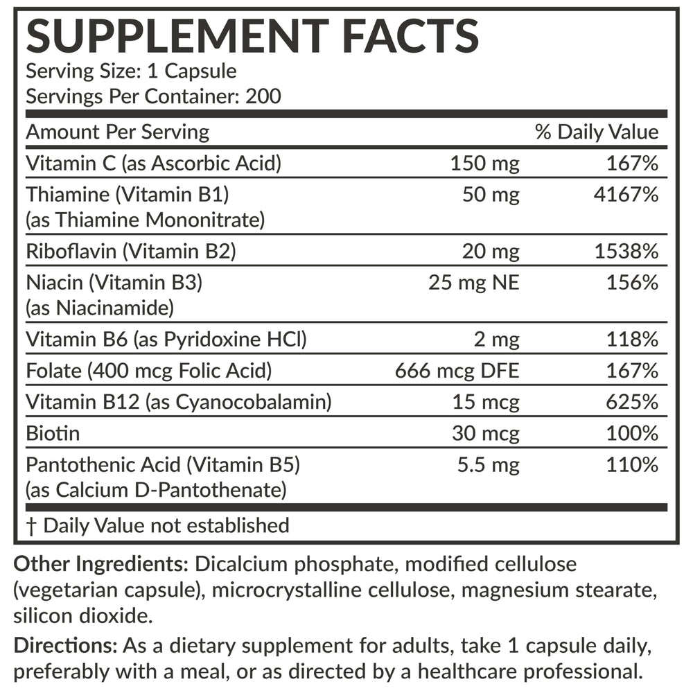 Vitamin B Complex ingredients label
