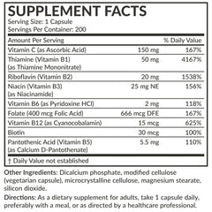 Vitamin B Complex ingredients label
