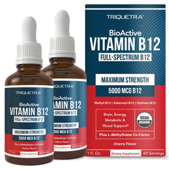 Bottle of Organic Vitamin B12 5000 mcg Sublingual Cherry - 2-pack front view