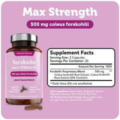 Vitamin Bounty Forskolin 20 percent standardized powder emphasizes premium potency for daily use.