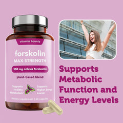 Vitamin Bounty Forskolin purity image signals high-quality ingredients and clean-label safety.