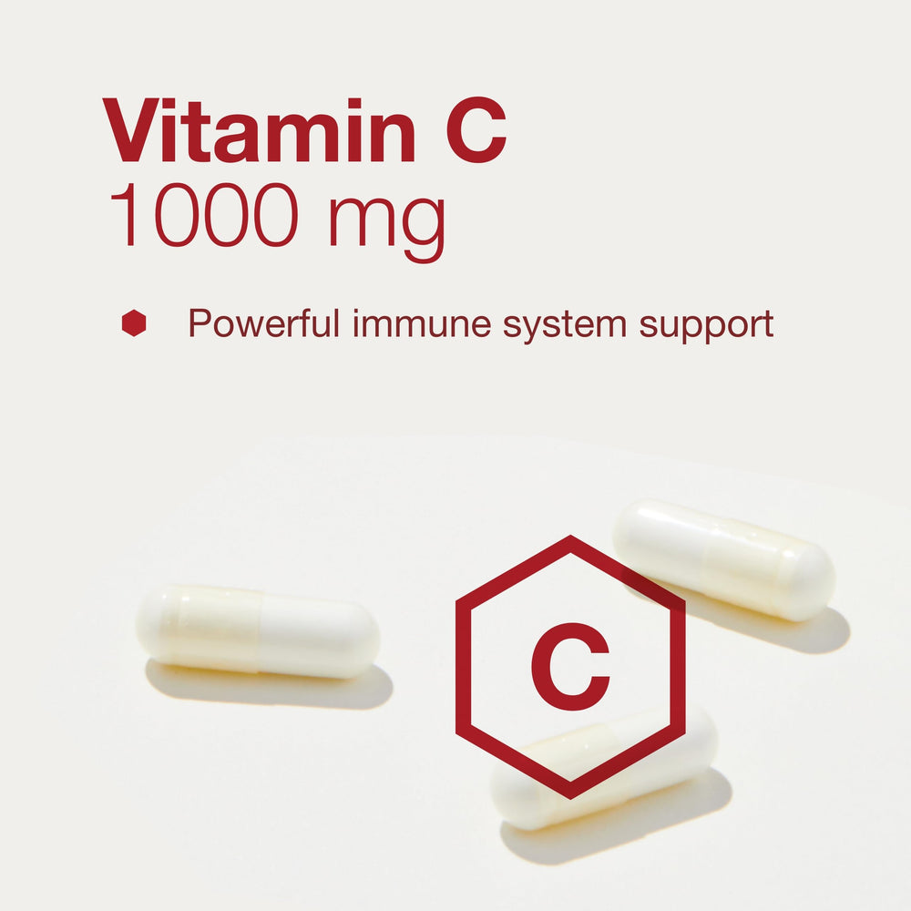 Vitamin C 1000 mg and zinc ingredients card