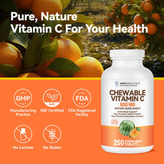 Close-up of Vitamin C chewable tablet, 500 mg