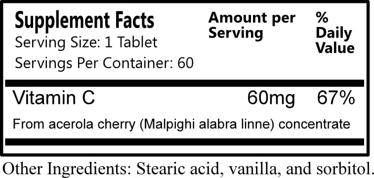 Close-up of a vitamin C tablet with tart flavor