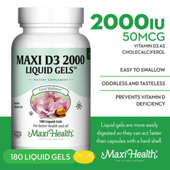 Vitamin D3 2000IU aids calcium absorption for bones and teeth