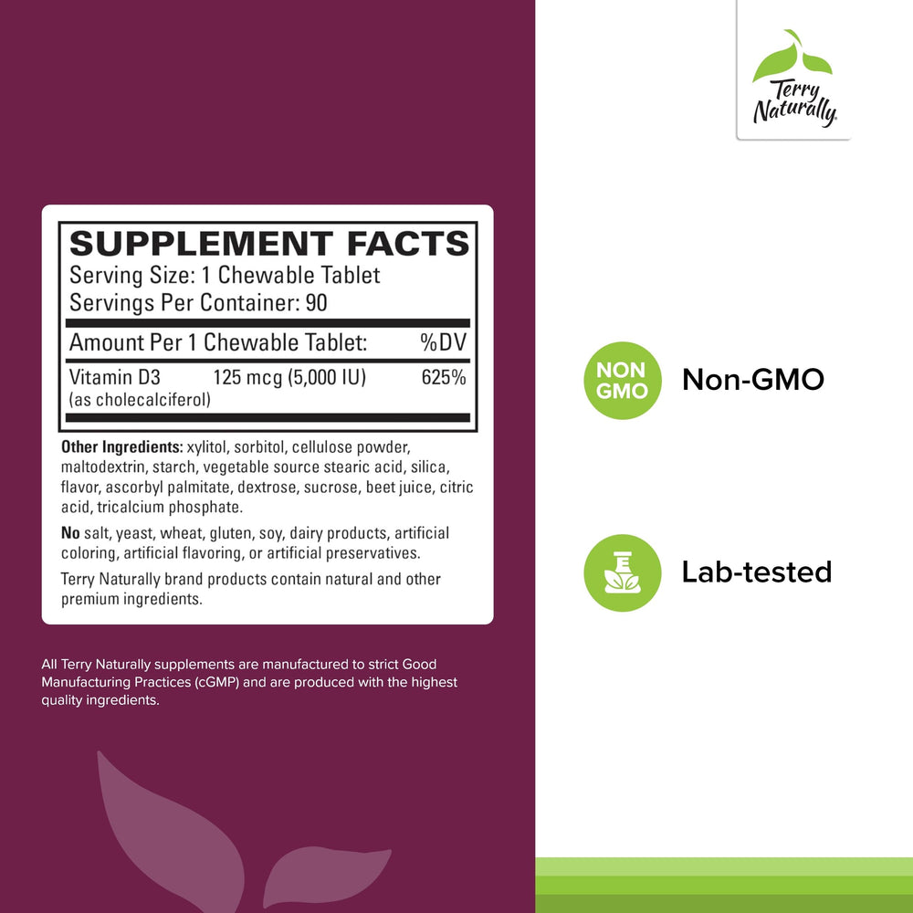 Close-up of mixed berry flavored Vitamin D3 chewables