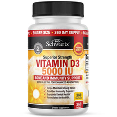 Bottle of Vitamin D3 5000 IU softgels