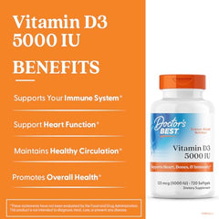 Vitamin D3 5000 IU capsule with cardiovascular support imagery