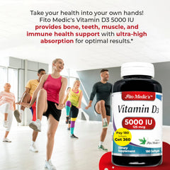 Close-up of Vitamin D3 5000 IU softgels bottle