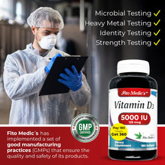 Ingredients panel for Vitamin D3 5000 IU softgels