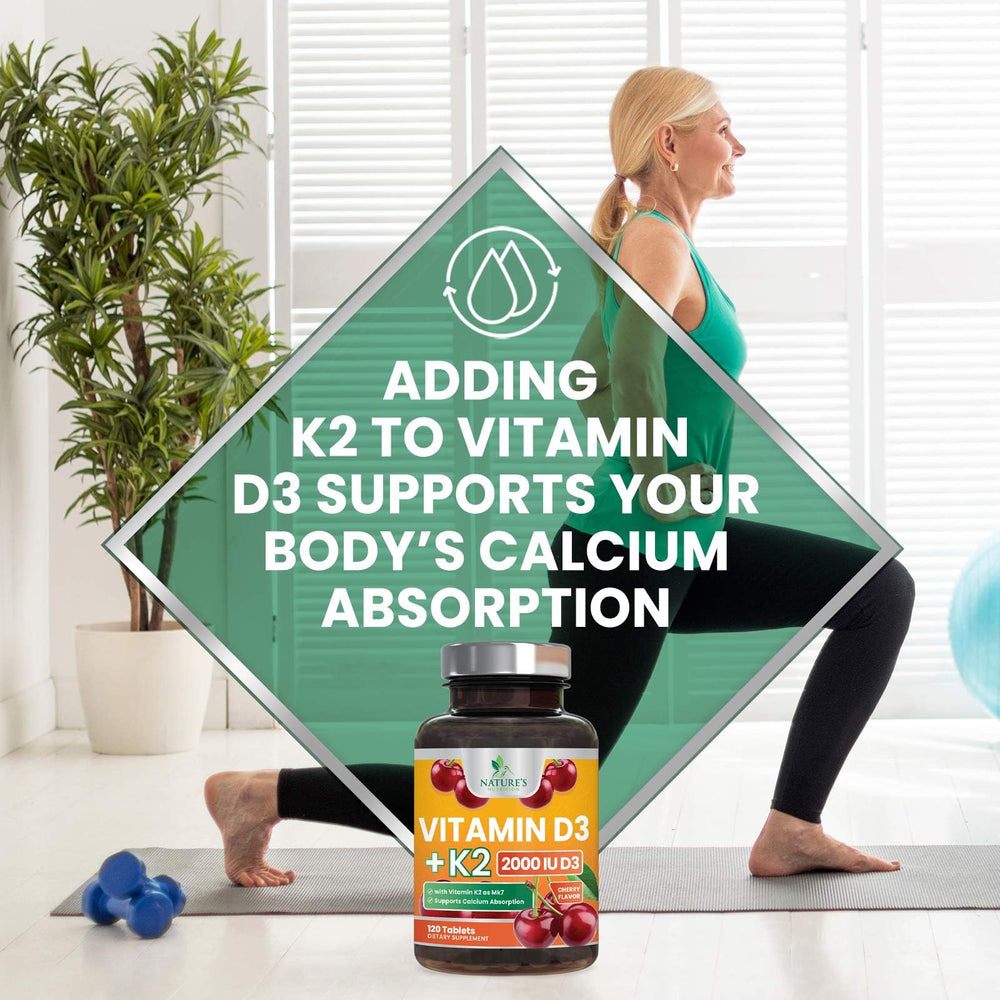 Chewable Vitamin D3 K2 tablet with pleasant flavor